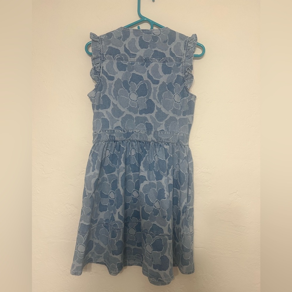Kate Spade Denim Floral Textured Sleeveless Fit‑and‑Flare Dress with Ruffles - Picture 3 of 10